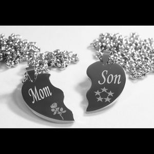 Mom Son Split Heart Necklaces